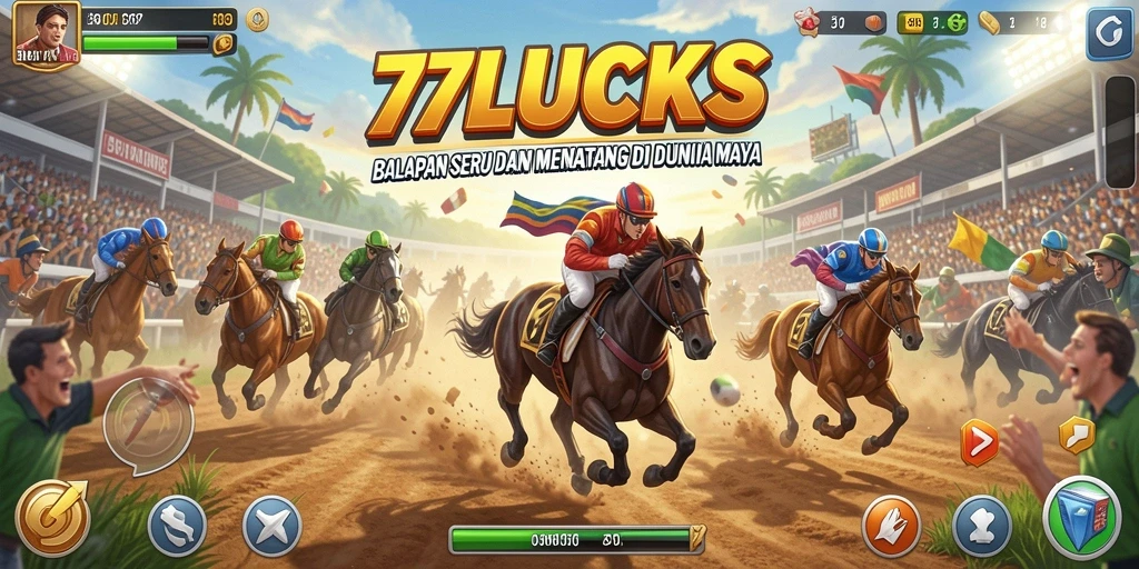 Tangkapan layar dari gameplay seru 77LUCKS dengan balapan yang mendebarkan.