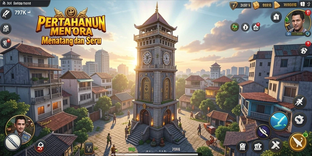 Screenshot menunjukkan aksi strategi pertahanan dalam 797K.