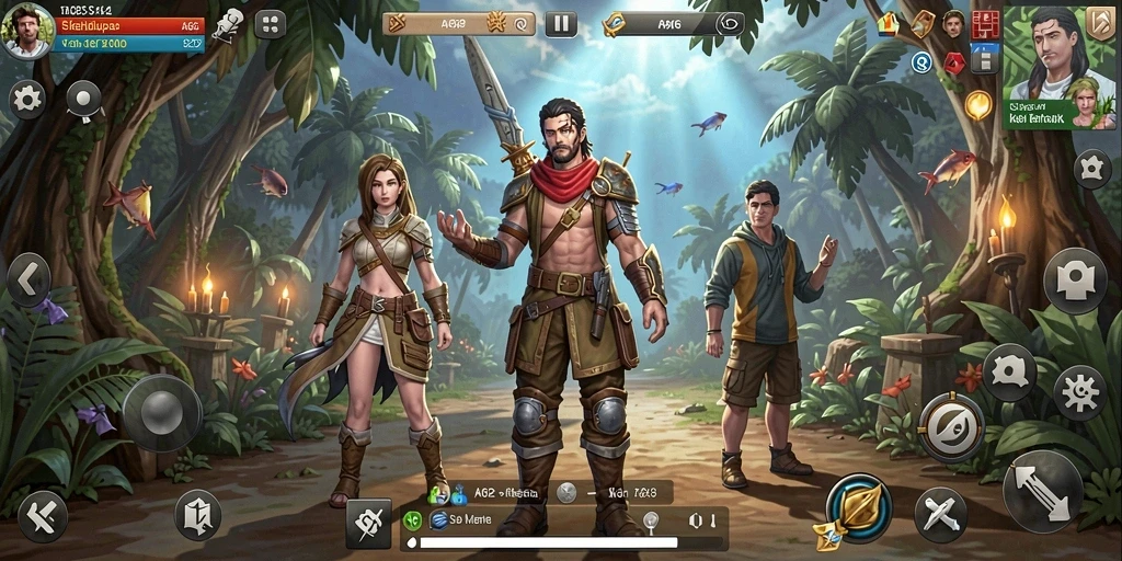 Screenshot gameplay AA62 menampilkan karakter sedang berinteraksi dalam simulasi kehidupan.