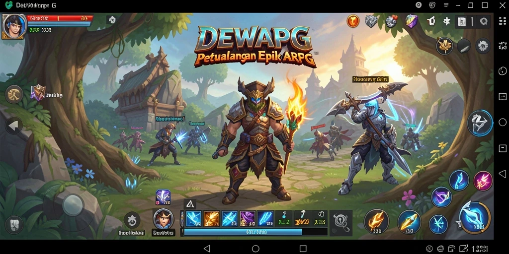 Screenshot DEWAPG menunjukkan pertarungan epik dalam dunia ARPG.