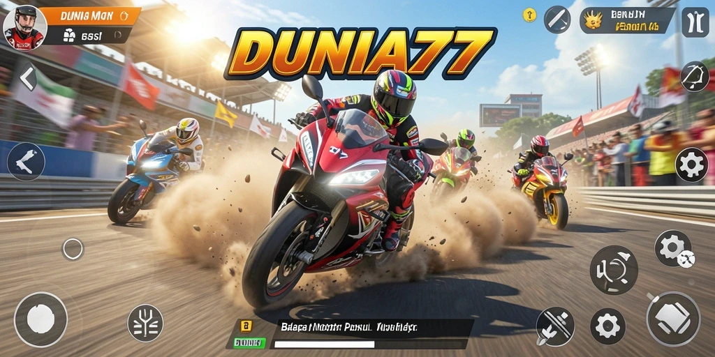 Tampilan menegangkan dari balapan motor di DUNIA77.