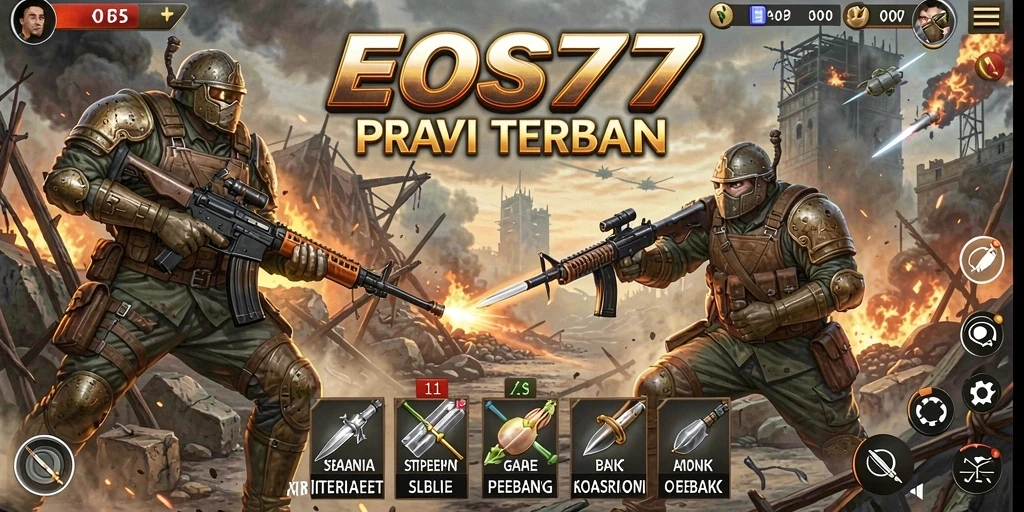 Screenshot dari gameplay menarik di EOS77 dengan pertempuran epik.