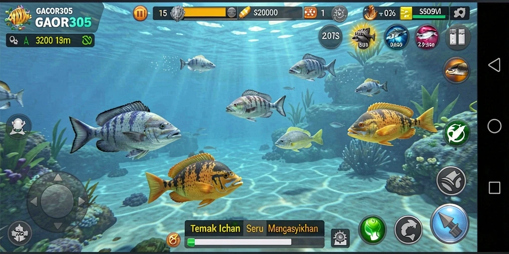 Tangkapan layar GACOR305 menampilkan aksi seru dalam permainan Tembak Ikan.