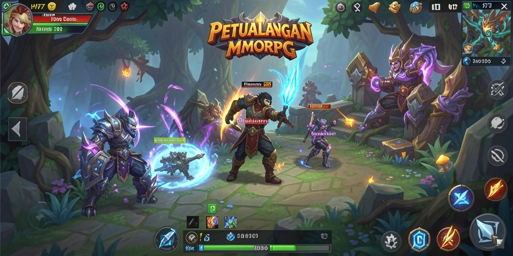 Screenshot HW777 menampilkan aksi pertempuran mendebarkan dalam dunia MMORPG.