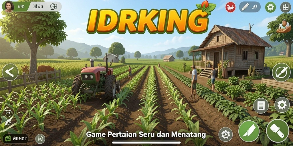 Screenshot game IDRKING menunjukkan keseruan bertani.