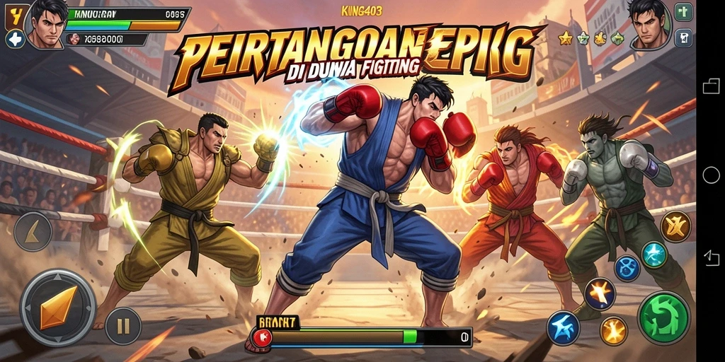 Tampilan pertarungan mendebarkan dalam KING403, menampilkan aksi dan strategi yang menarik.