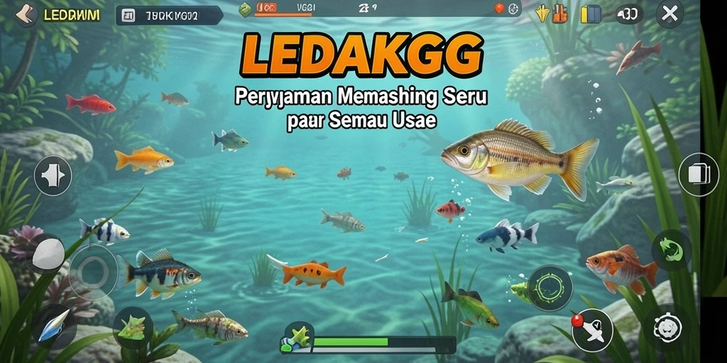 Gameplay LEDAKGG yang seru dengan pengalaman memancing yang mendebarkan.