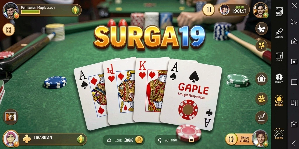 Tampilan gameplay menarik dari SURGA19 yang menunjukkan keseruan bermain Gaple.