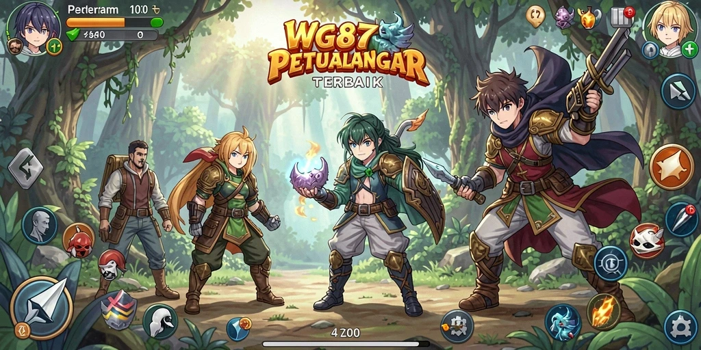 Tangkapan layar utama gameplay WG87 dengan karakter anime yang dinamis.